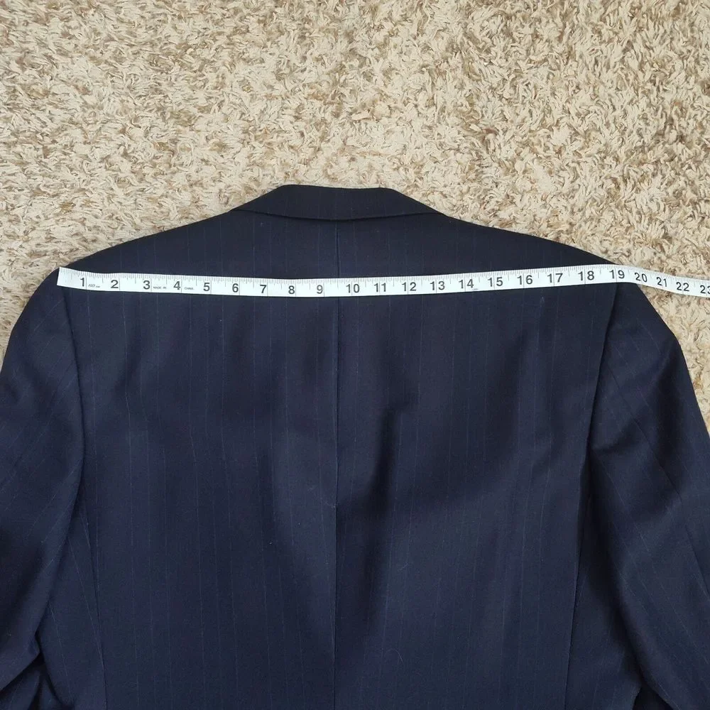 Hickey Freeman Men Size 41R Navy Blue with Red White Blue‎ Thin Stripes Blazer